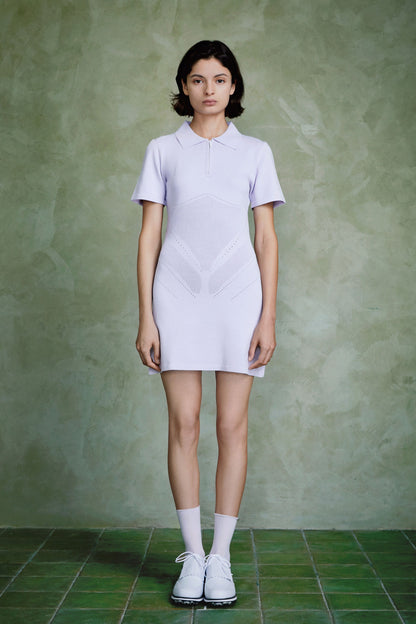 PERFORATED KNITTED ZIP DRESS (Lavender)